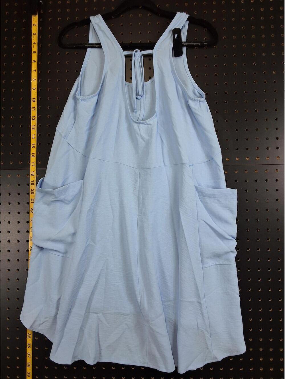 Light Blue Sleeveless Casual Dress with Pockets - Large - Picture 2 of 2